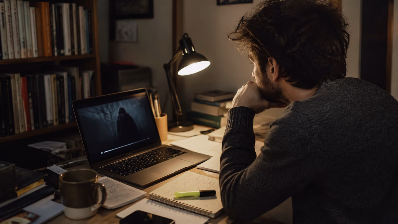 researcher examining dark web films